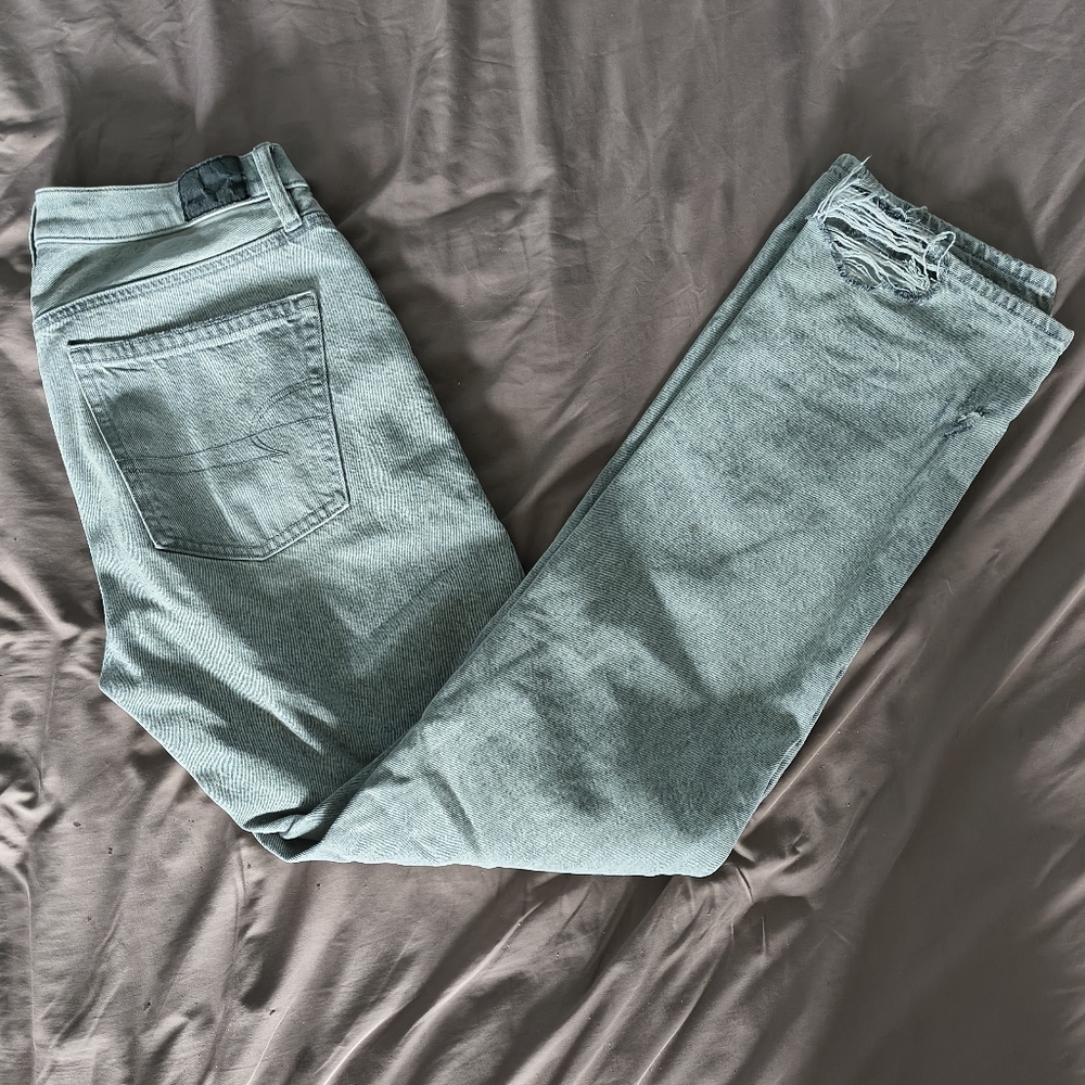 AE "90s Straight" Grey Distressed Jeans